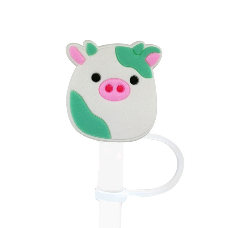 Wholesale 10pcs Cartoon Plush Straw Cap Silicone Dust Plug